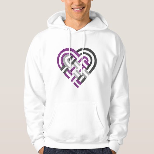 Geweven Hart Ace Asexual Pride Flag Paarse Grijs Hoodie (Voorkant)