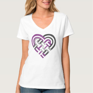 Geweven Hart Ace Asexual Pride Flag Paarse Grijs T-shirt