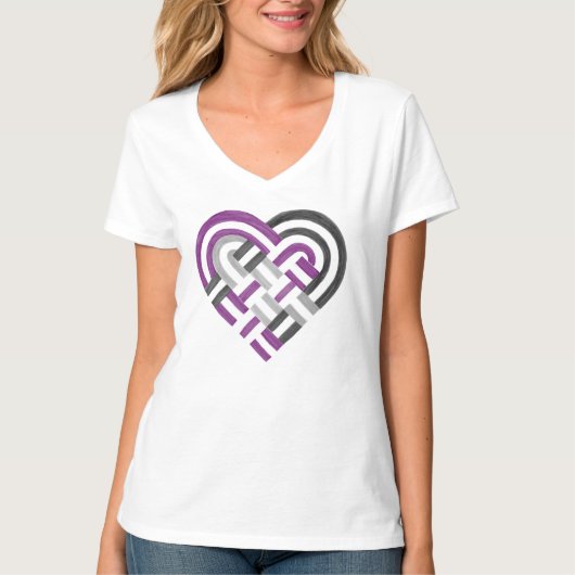 Geweven Hart Ace Asexual Pride Flag Paarse Grijs T-shirt (Voorkant)
