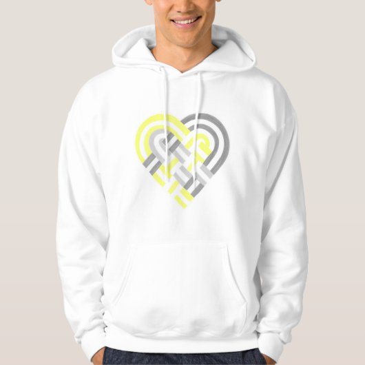 Geweven hart demigender Pride vlag Geel Grijs Hoodie (Voorkant)