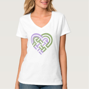 Geweven hart Genderqueer Pride vlag Paarse Groen T-shirt
