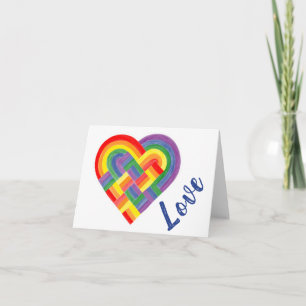 Geweven Hart LGBTQ+ Regenboog Pride Vlag Notitiekaartje