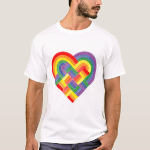 Geweven Hart LGBTQ+ Regenboog Pride Vlag T-shirt
