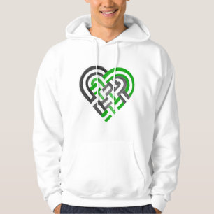 Geweven hart Neutrois Pride Vlag Groen Zwart Wit Hoodie