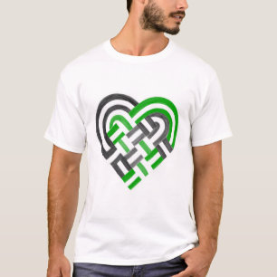 Geweven hart Neutrois Pride Vlag Groen Zwart Wit T-shirt