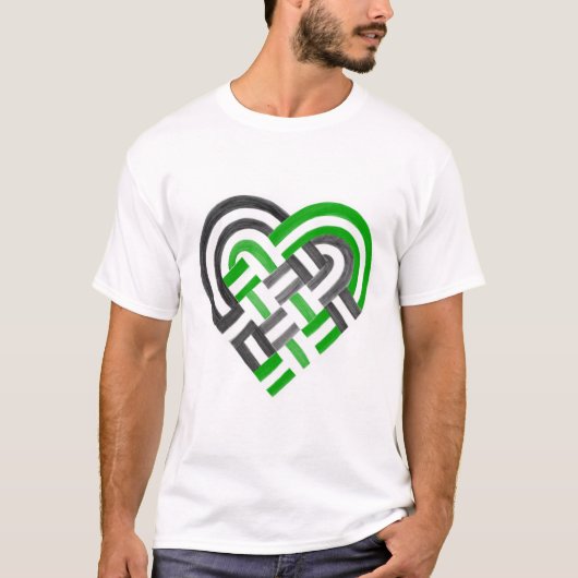 Geweven hart Neutrois Pride Vlag Groen Zwart Wit T-shirt (Voorkant)