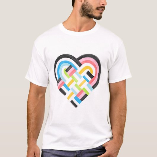 Geweven hart Queer Pride Vlag Helder Tropisch T-shirt (Voorkant)