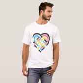 Geweven hart Queer Pride Vlag Helder Tropisch T-shirt (Voorkant volledig)