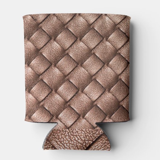 Geweven leer, bronzen kleur achtergrond. blikjeskoeler (Achterkant)