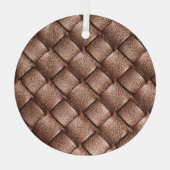 Geweven leer, bronzen kleur achtergrond. glas ornament (Achterkant)
