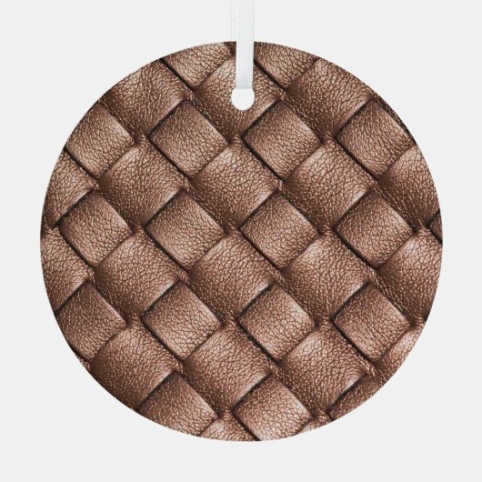Geweven leer, bronzen kleur achtergrond. glas ornament (Achterkant)