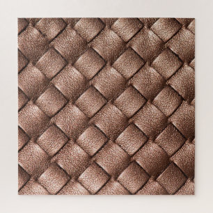 Geweven leer, bronzen kleur achtergrond. legpuzzel
