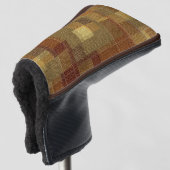 Geweven monochroom bruin tartan plaid. golfheadcover (3/4 voorkant)