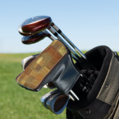 Geweven monochroom bruin tartan plaid. golfheadcover (Insitu)