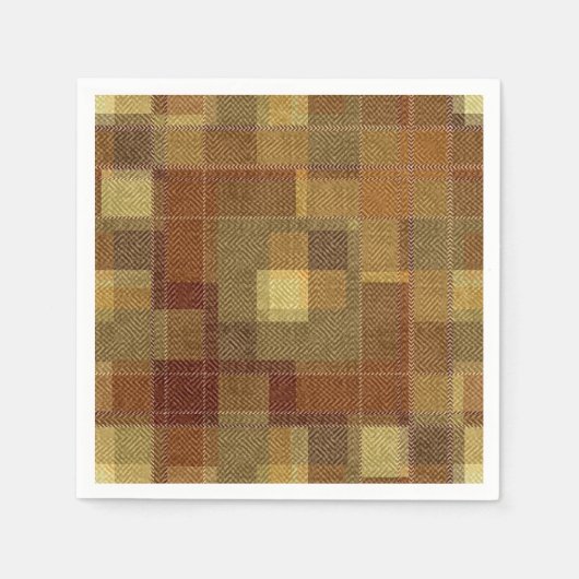 Geweven monochroom bruin tartan plaid. servet (Voorkant)