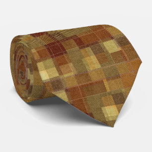 Geweven monochroom bruin tartan plaid. stropdas