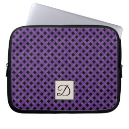 Geweven Paarse rotan op Custom Black met Monogram Laptop Sleeve