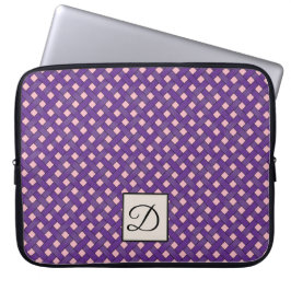 Geweven Paarse Rotan op Custom Roze met Monogram Laptop Sleeve