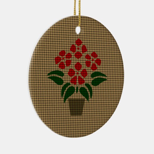 geweven poinsetta keramisch ornament (Rechts)