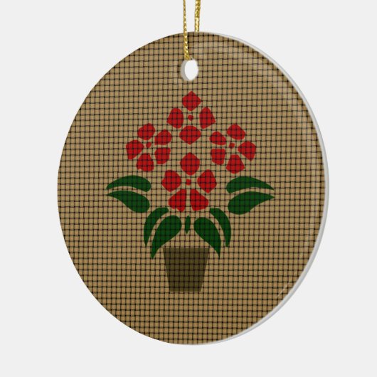 geweven poinsetta keramisch ornament (Links)