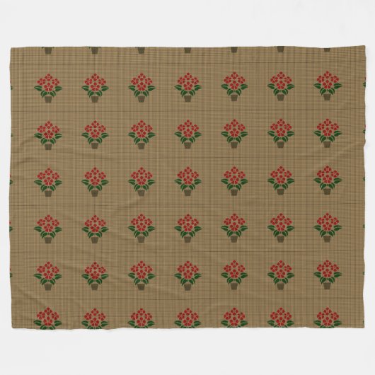 Geweven Poinsettia Fleece Deken (Voorkant (Horizontaal))