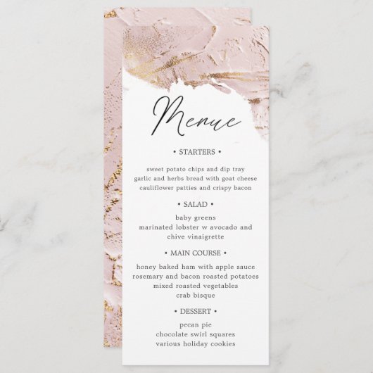 geweven roos gouden bruiloft Diner Menu Uitnodigin Kaart (Voorkant / Achterkant)