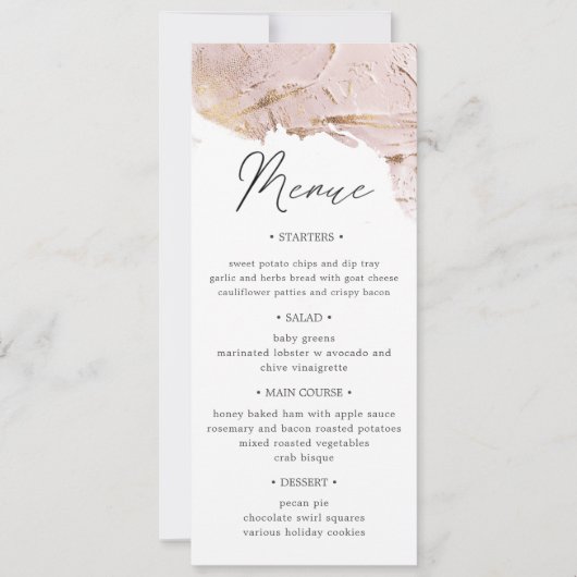 geweven roos gouden bruiloft Diner Menu Uitnodigin Kaart (Voorkant)