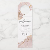 geweven roos gouden bruiloft fles hanger Labels (Voorkant)