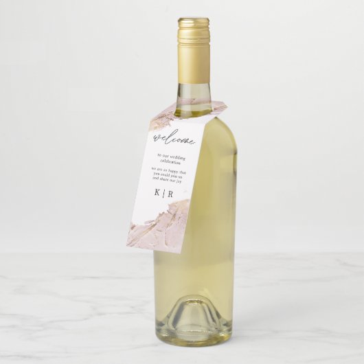 geweven roos gouden bruiloft fles hanger Labels (Schuin)