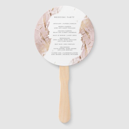 geweven roos gouden faux folie Bruiloft Handwaaier (Achterkant)