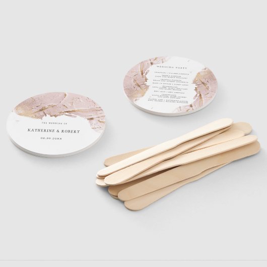 geweven roos gouden faux folie Bruiloft Handwaaier (Niet-gemonteerd)