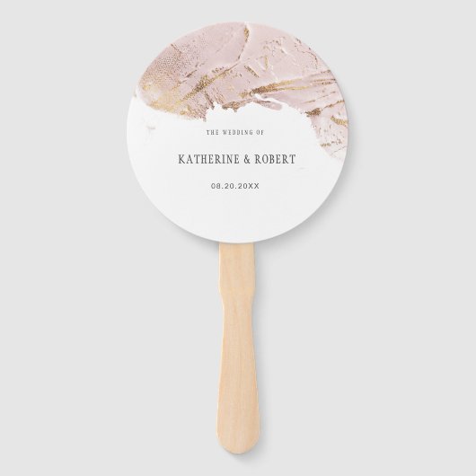 geweven roos gouden faux folie Bruiloft Handwaaier (Voorkant)