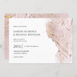 geweven roos gouden faux folie bruiloft uitnodigin kaart