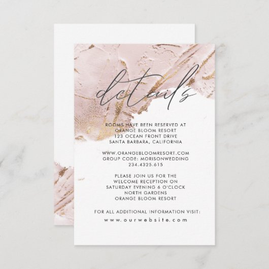 geweven roos gouden faux folie Details Informatiekaartje (Voorkant / Achterkant)