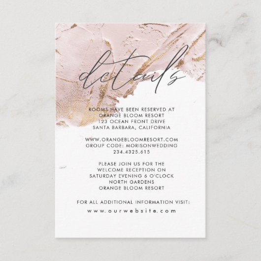 geweven roos gouden faux folie Details Informatiekaartje (Voorkant)