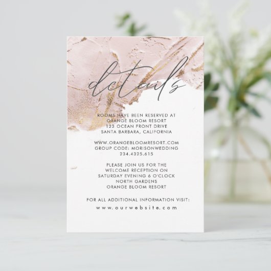 geweven roos gouden faux folie Details Informatiekaartje (Staand voorkant)