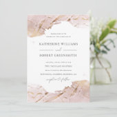 geweven roos gouden faux folie elegant Bruiloft Kaart (Staand voorkant)