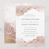 geweven roos gouden faux folie elegant Bruiloft Kaart (Voorkant / Achterkant)