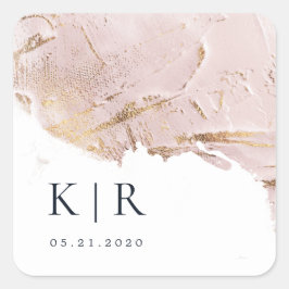 geweven roos gouden faux folie Elegante bruiloft Vierkante Sticker