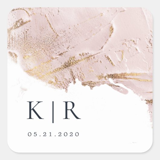 geweven roos gouden faux folie Elegante bruiloft Vierkante Sticker (Voorkant)