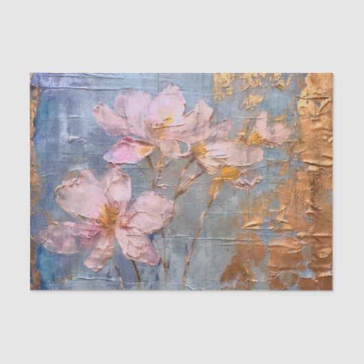 Geweven roze bloemig tissuepapier (Voorkant)