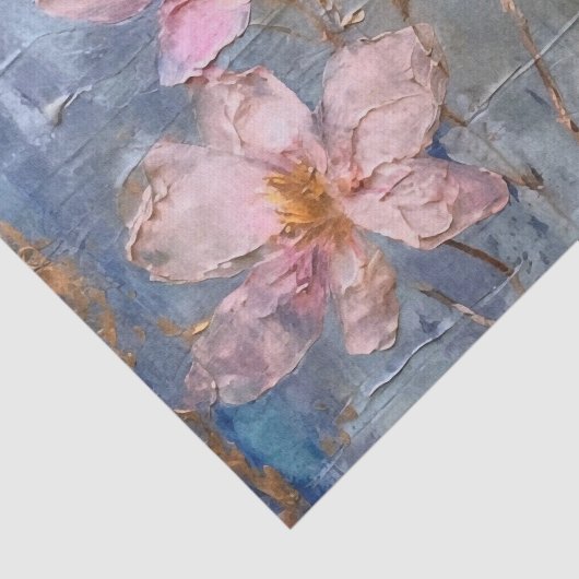 Geweven roze bloemig tissuepapier (Detail)