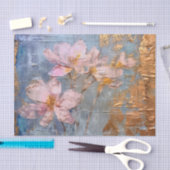 Geweven roze bloemig tissuepapier (Craft)