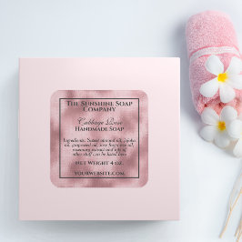  geweven roze folie zeep cosmetica vierkante sticker