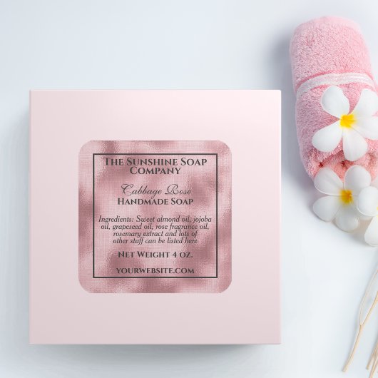  geweven roze folie zeep cosmetica vierkante sticker