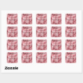  geweven roze folie zeep cosmetica vierkante sticker (Vel)