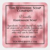  geweven roze folie zeep cosmetica vierkante sticker (Voorkant)