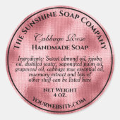  geweven roze folie zeep cosmetisch ronde sticker (Voorkant)
