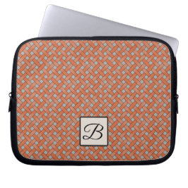 Geweven Sinaasappel rotan op Custom Grey met Monog Laptop Sleeve