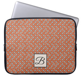 Geweven Sinaasappel rotan op Custom Grey met Monog Laptop Sleeve